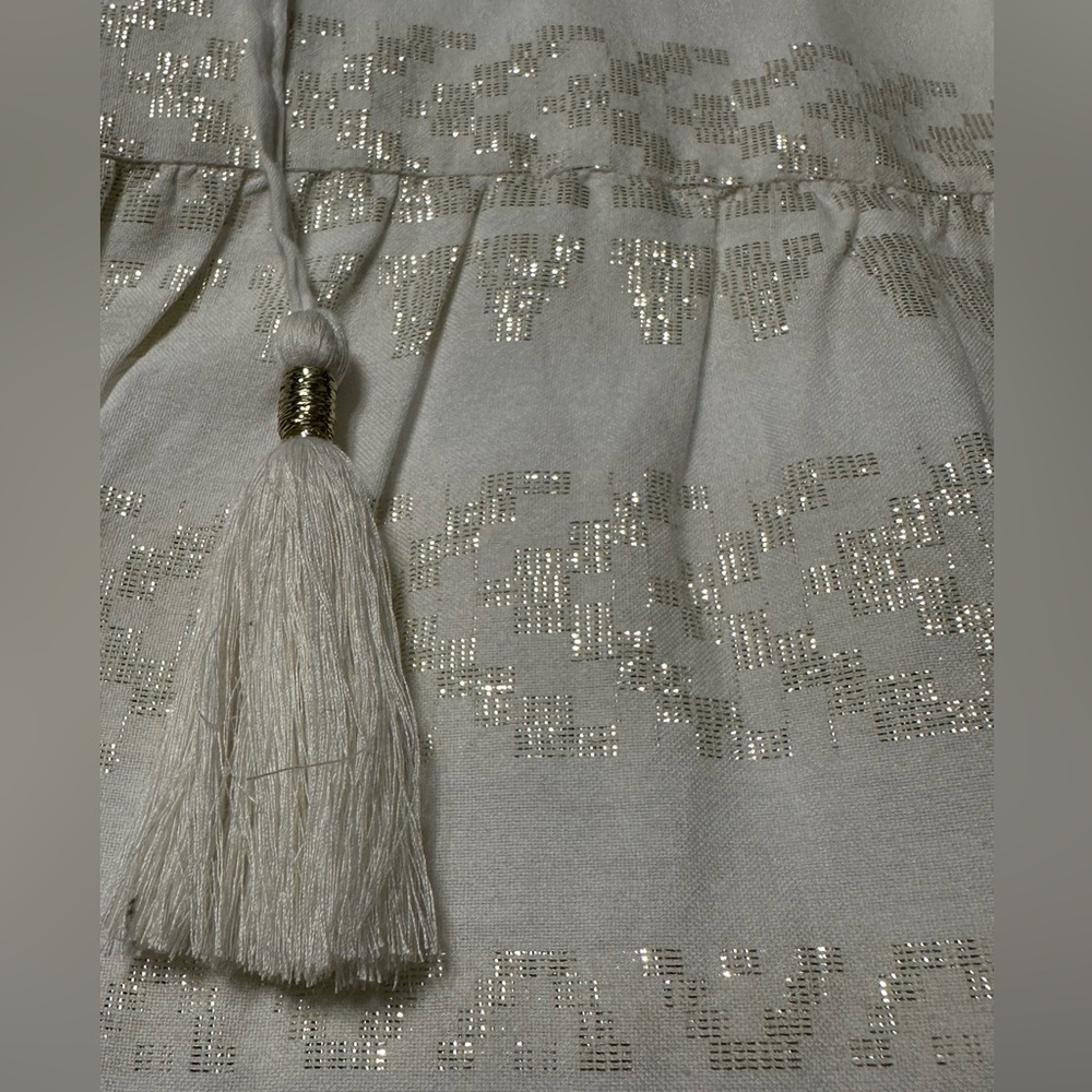 White Sleeveless Dress with Gold Accents - Picture 3 of 3